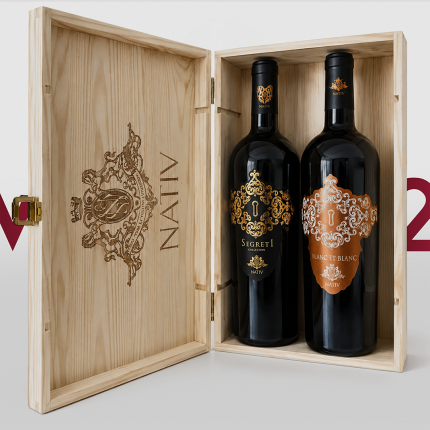 Scatola in legno con 2 bottiglie Segreti